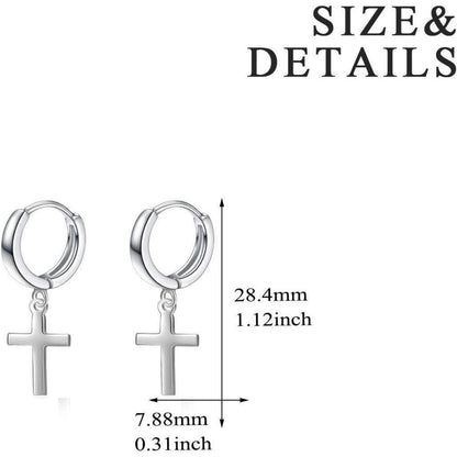 Damen Herren Sterling Silber Kreuz Ohrringe schwarz 925er