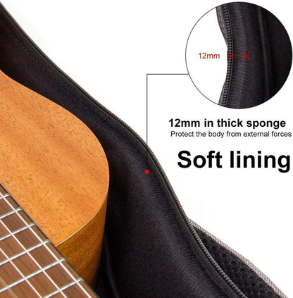 23 Inch Ukulele Gigbag Soft Case w/ Double Straps & 3 Picks - Kmise