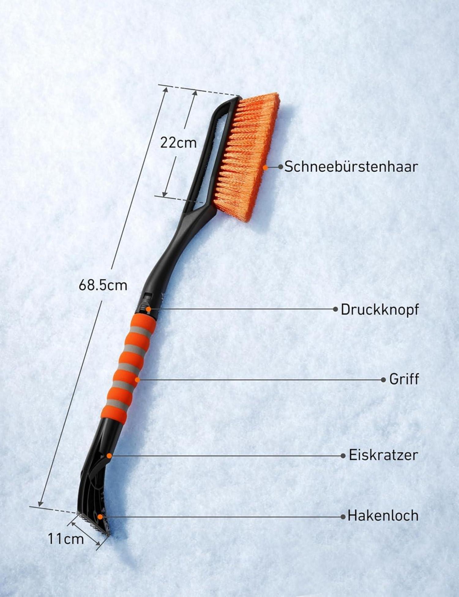 Eiskratzer Auto Schneebesen 2-in-1 68cm lang Schaumstoffgriff Orange