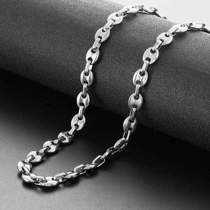 Kaffeebohne Halskette Edelstahl 6/9/11mm Silber 51/56/61CM Hip Hop