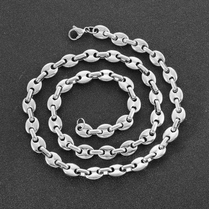Herren Kaffeebohne Halskette Edelstahl Silber 6/9/11mm 51/56/61CM