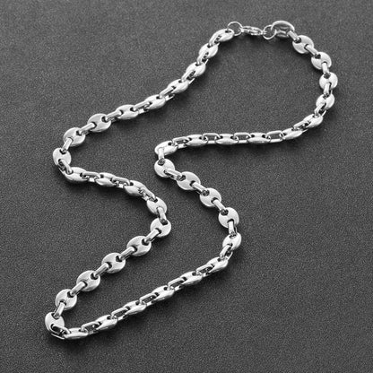 Kaffeebohne Halskette Herren Edelstahl 6/9/11mm Silber Hip Hop
