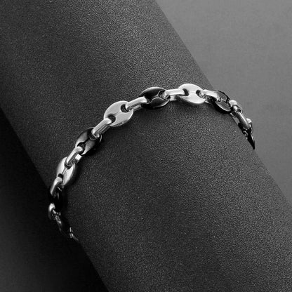 AFSTALR Herren Halskette Armband Set Edelstahl Kaffeebohne 56CM