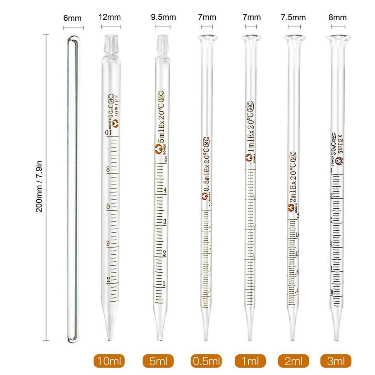 Glas Pipetten Borosilikatglas Labor Silikagel Dropper 6