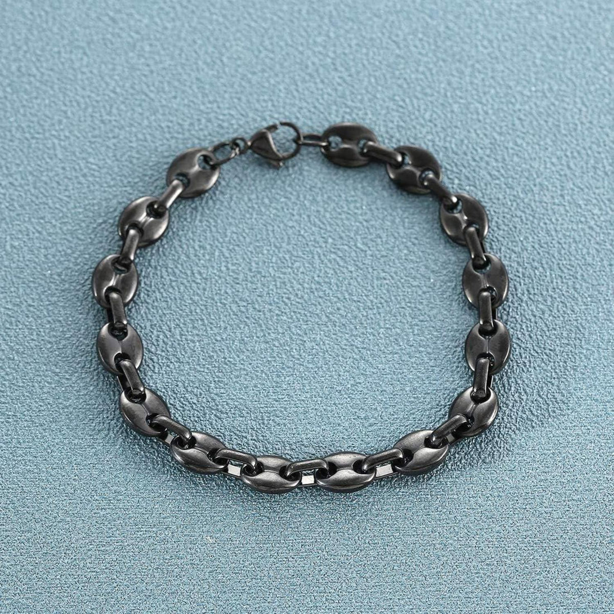 Halskette Herren Edelstahl 9mm Kaffeebohne Armband Set Schwarz 56CM