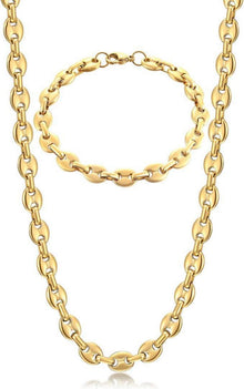 Goldene Kaffeebohne Halskette und Armband Set 6mm