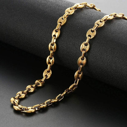 Goldene Kaffeebohne 6mm Herren Halskette und Armband Set 61CM Hip Hop Plattenkette