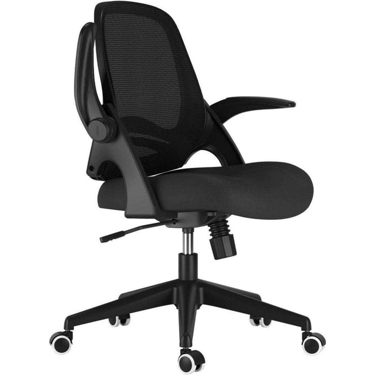 Ergonomischer Bürostuhl mit hochklappbaren Armlehnen, Schwarz