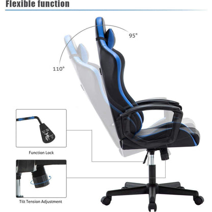 Ergonomischer Gaming Stuhl mit verstellbarem Kopf- und