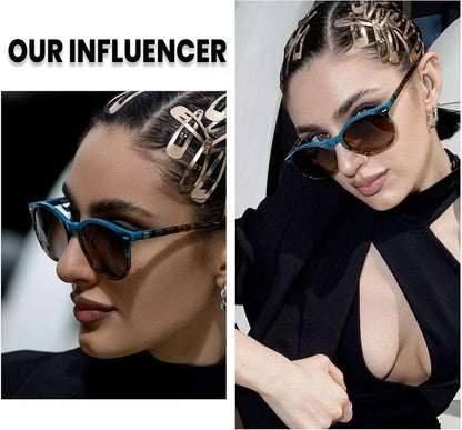 DUCO Retro Sonnenbrille Damen Polarisiert UV400 Vintage Blau