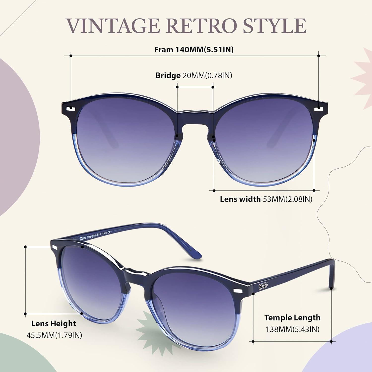 DUCO Polarisierte Damen Sonnenbrille Retro Vintage UV400