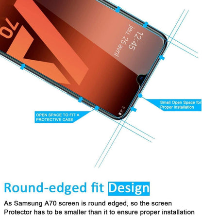 Panzer Schutz Glas für Samsung Galaxy A70 2 Stück 9H Härte Transparent