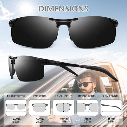 Herren Sonnenbrille Polarisiert Verspiegelt Sportbrille Al-Mg UV400 Cat 3