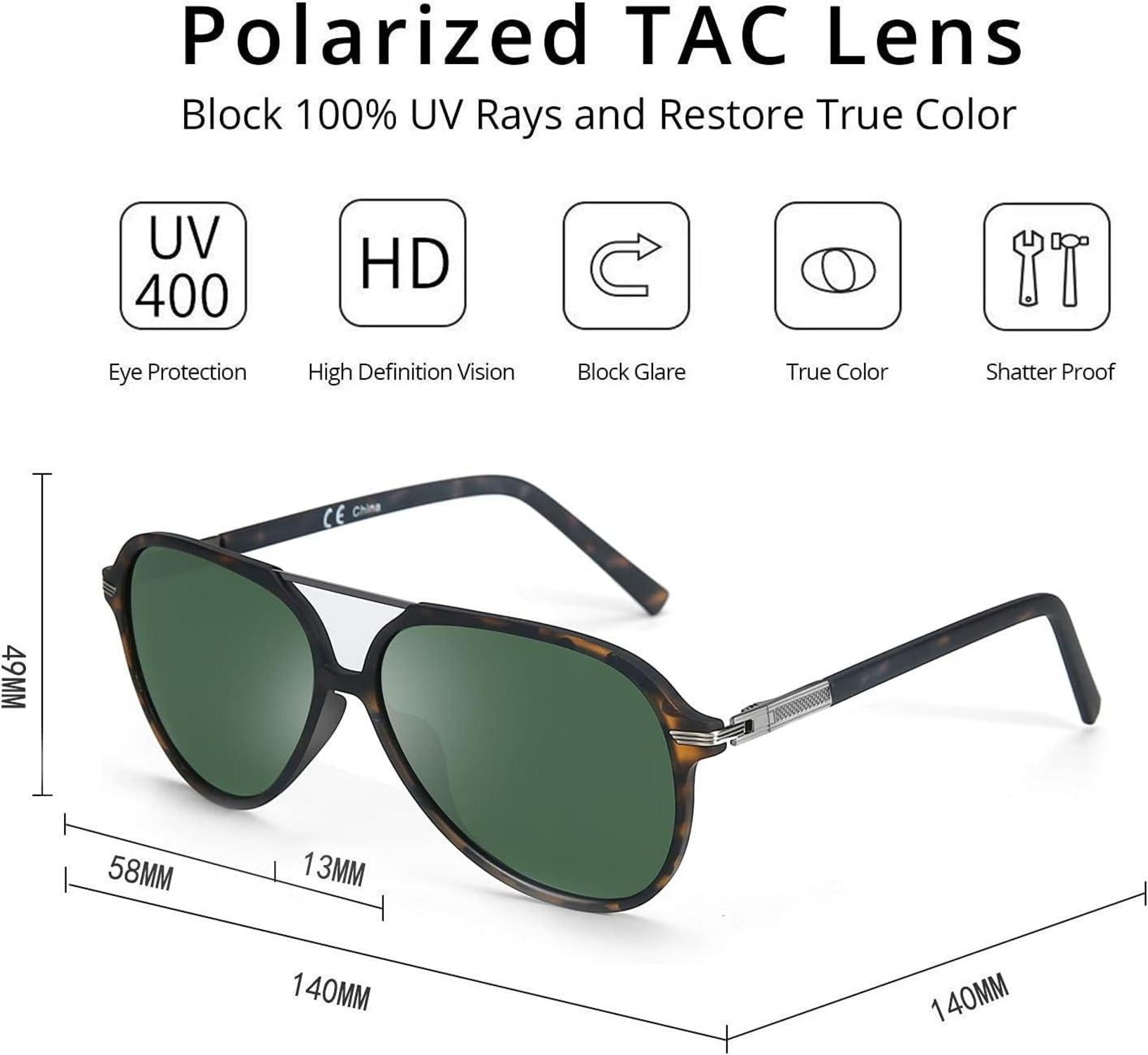 Polarisierte Sonnenbrille Herren Damen UV-Schutz Vintage Pilotenbrille