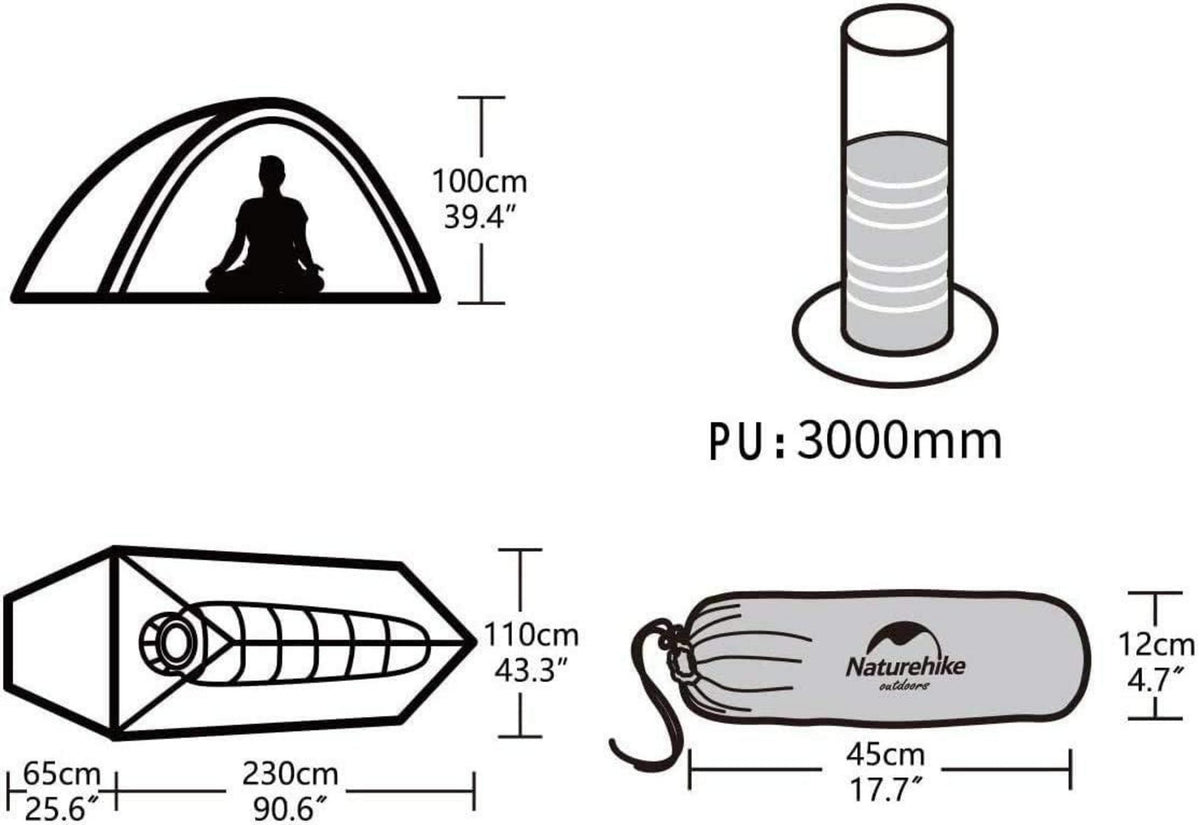 Leichtes Campingzelt Naturehike Cloud Up 1 Person, Grün 210T