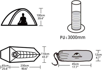 Leichtes Campingzelt Naturehike Cloud Up 1 Person, Grün 210T