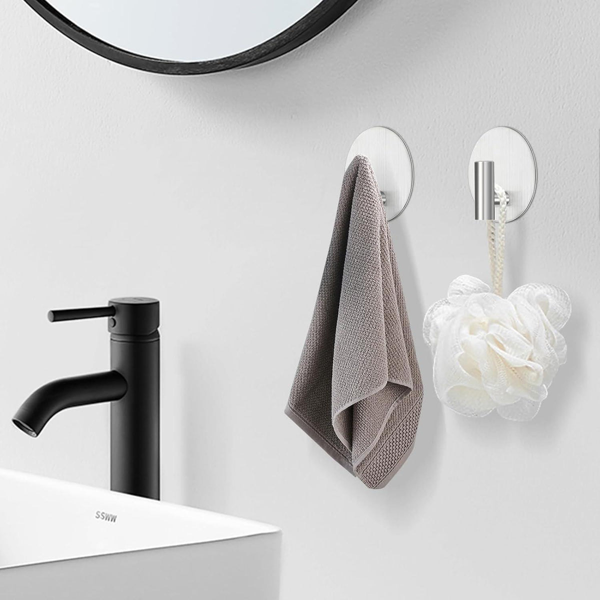 Edelstahl Handtuchhalter ohne Bohren, Klebehaken Silber