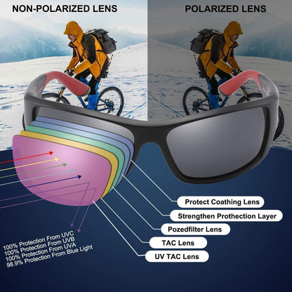 PUKCLAR Sonnenbrille Herren Polarisiert Sportbrille UV400