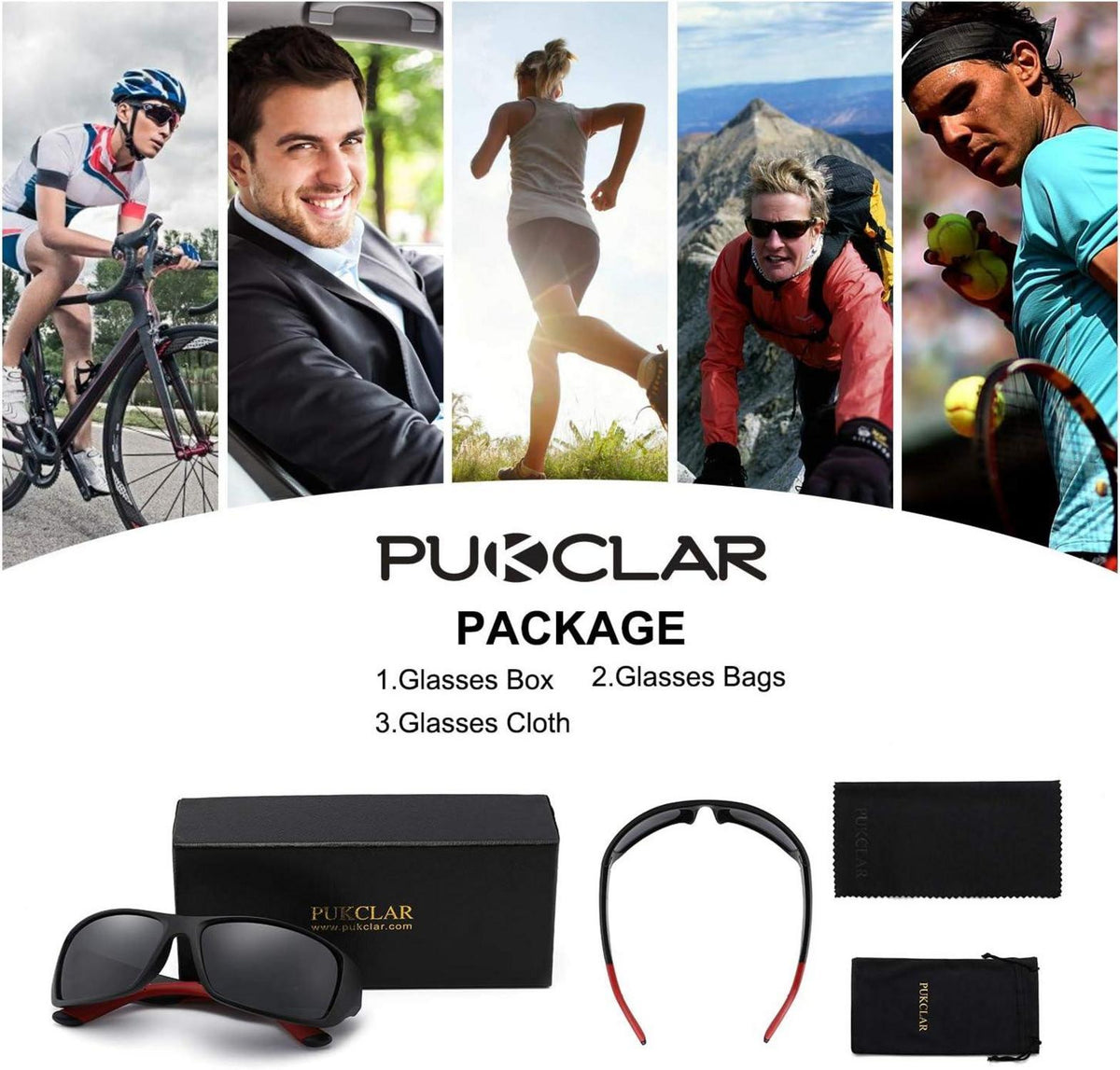 PUKCLAR Sonnenbrille Herren Polarisiert Sportbrille UV400