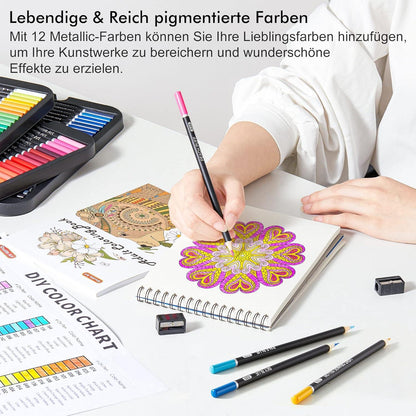 Buntstifte Set 80 professionelle Farbstifte Malbuch Skizzenbuch Kinder