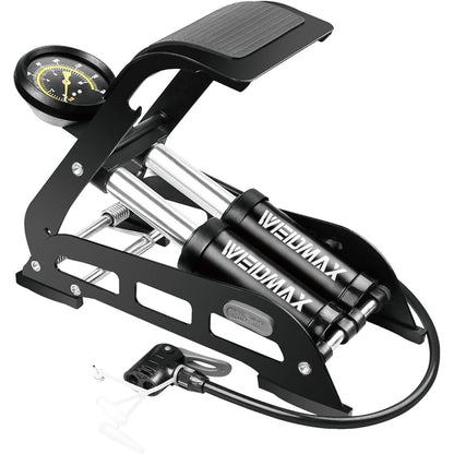 Doppelzylinder-Fußpumpe Fahrrad-Standpumpe mit Manometer und