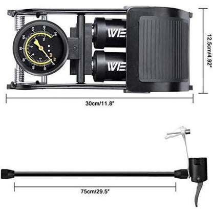 Doppelzylinder-Fußpumpe Fahrrad-Standpumpe mit Manometer und
