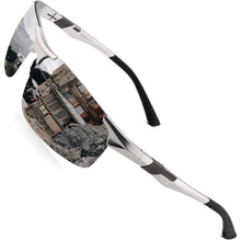 Polarisierte Sportsonnenbrille Herren, Al-Mg Metall, Silber Verspiegelt