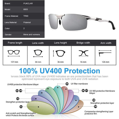 Polarisierte Sportsonnenbrille Herren, Al-Mg Metall, Silber Verspiegelt