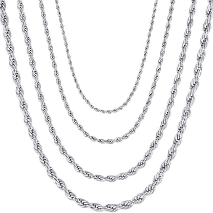 Herren/Damen Halskette Edelstahl Verdrehte Kette Silber