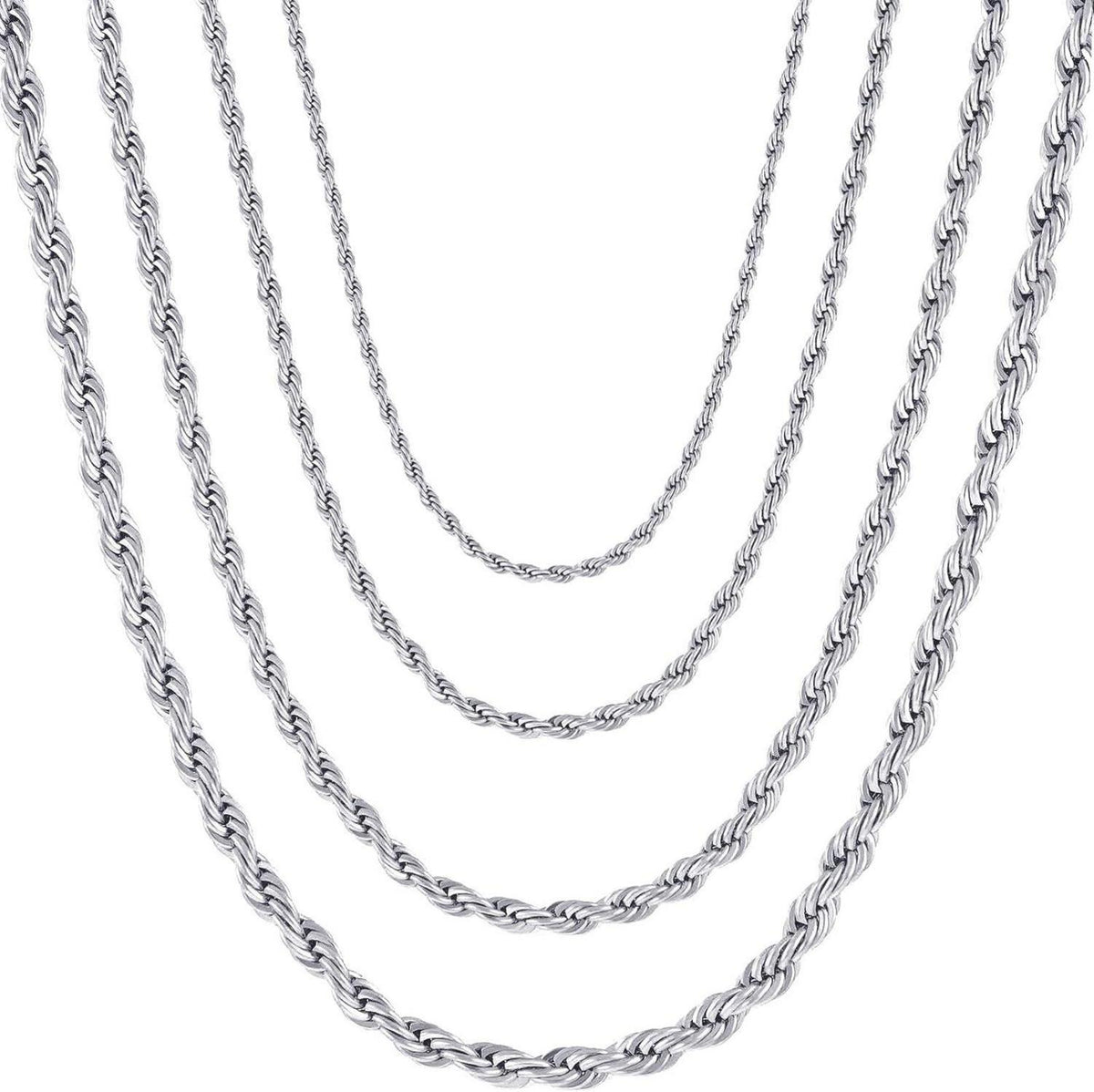 Edelstahl Verdrehte Kette Halskette Silber 45-80 cm 2-5 mm