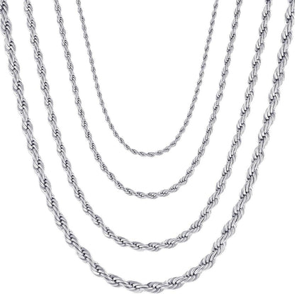 Edelstahl Verdrehte Kette Halskette Silber 45-80 cm 2-5 mm