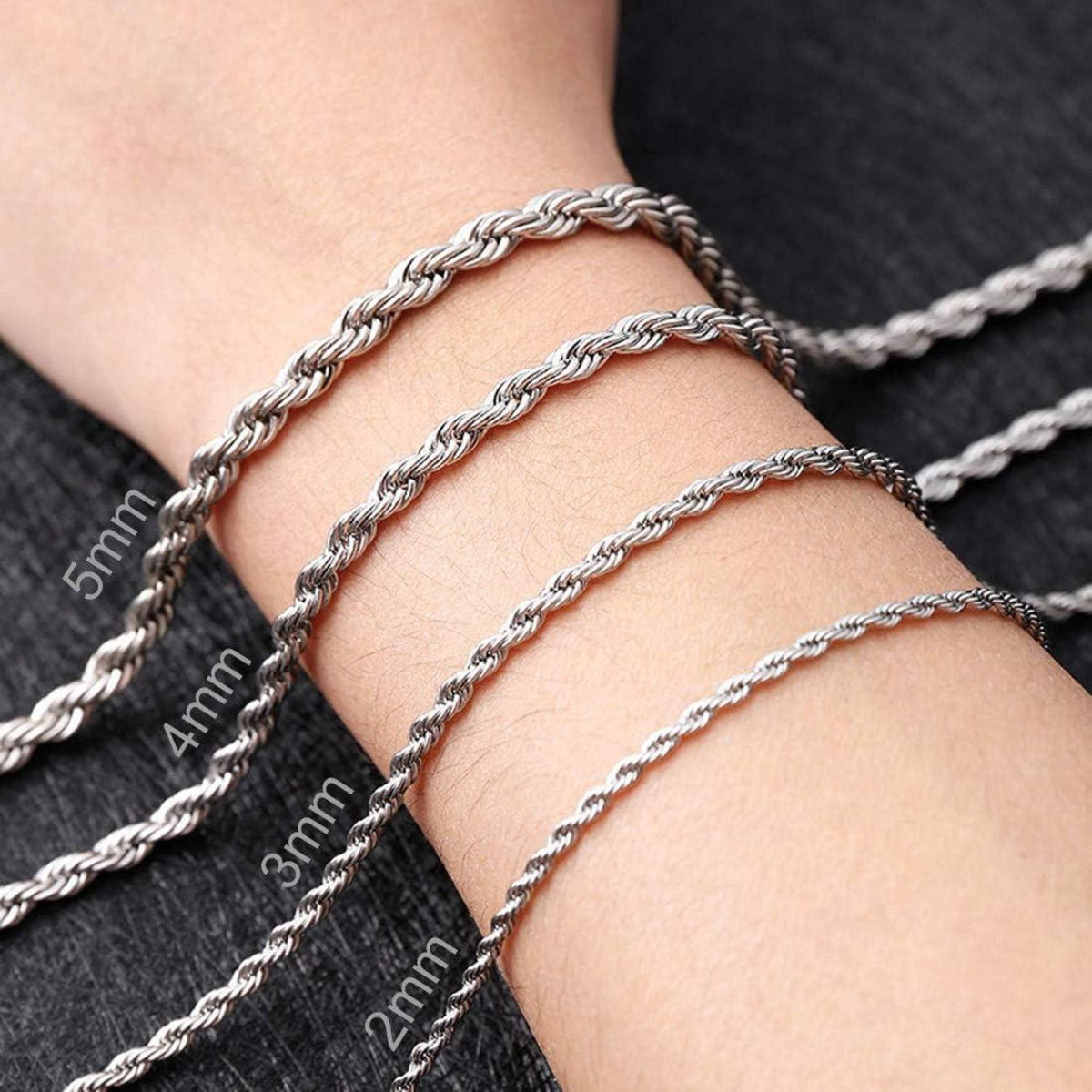Herren/Damen Halskette Edelstahl Verdrehte Kette Silber