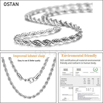 OSTAN Edelstahl Halskette Silber 2-5mm Breite 45-80cm