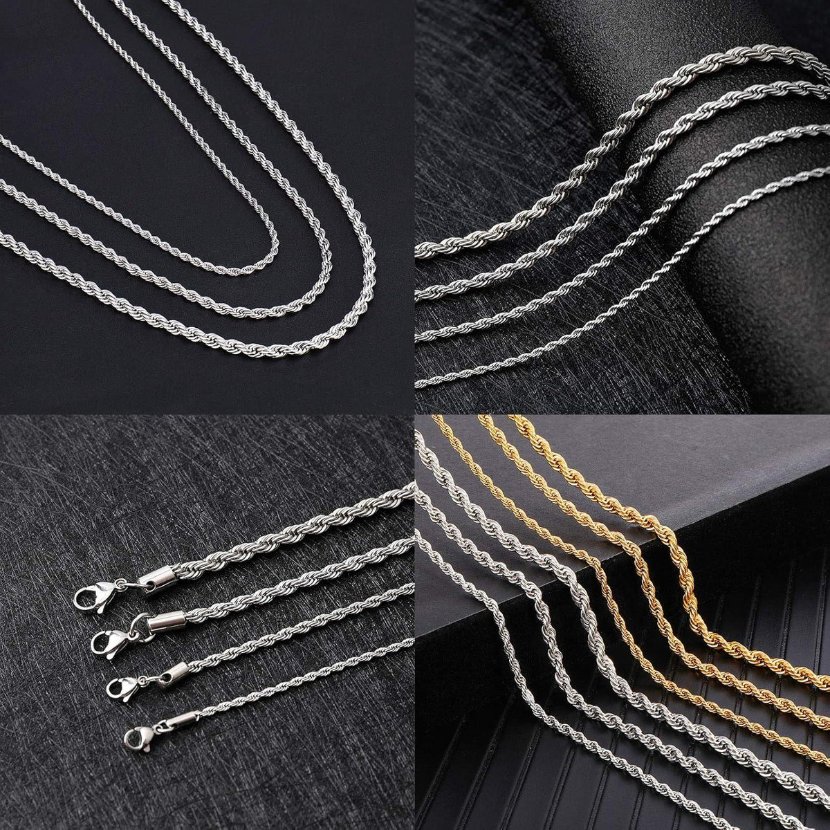 OSTAN Edelstahl Halskette Silber 2-5mm 45-80cm Breite