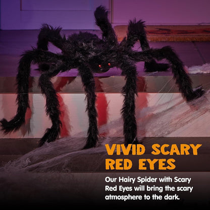 2m Halloween Spinne mit roten Augen, gruselig schwarz, für