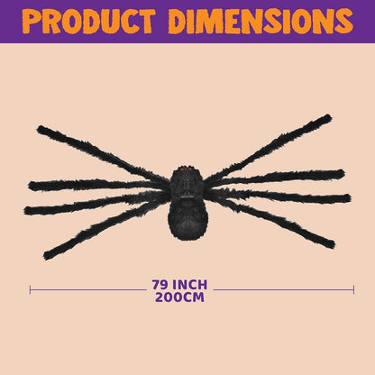 2m Halloween Spinne mit roten Augen, gruselig schwarz, für