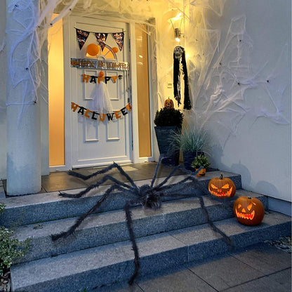 2m Halloween Spinne mit roten Augen, gruselig schwarz, für