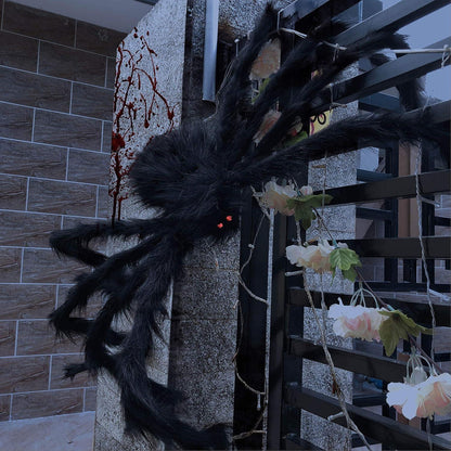 2m Halloween Spinne mit roten Augen, gruselig schwarz, für