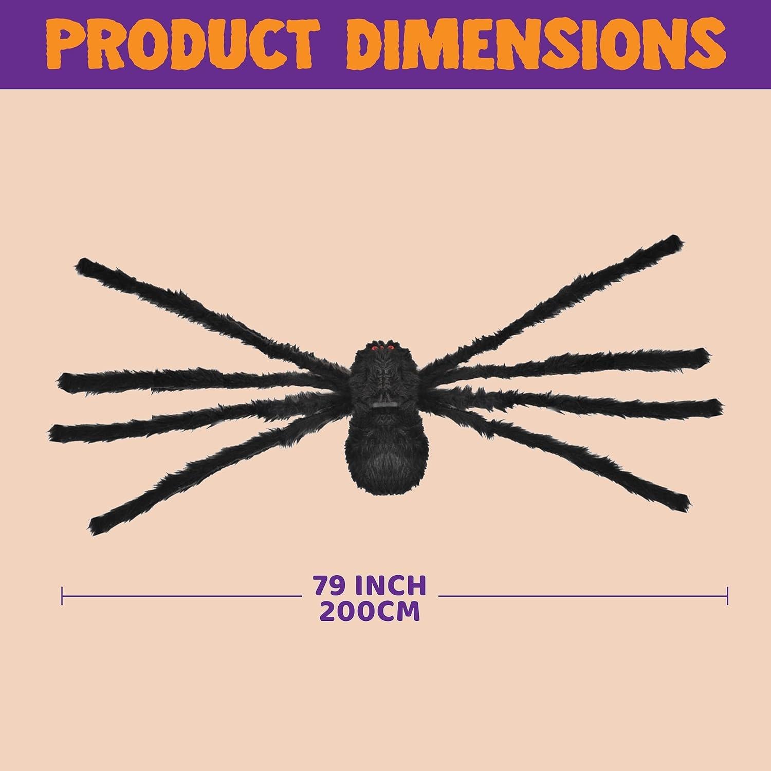 Große Spinne mit roten Augen 2m für Halloween Dekorationen innen
