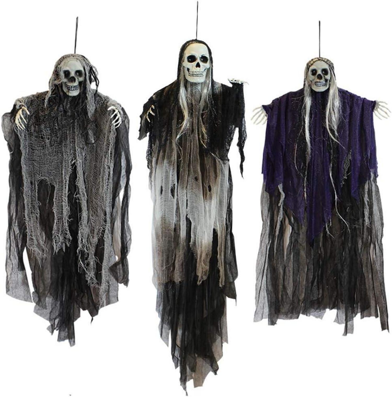 3er Set Halloween Sensenmann Dekoration für Spukhaus & Garten
