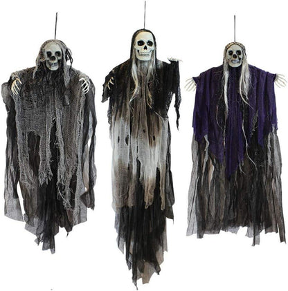 3er Set Halloween Sensenmann Dekoration für Spukhaus & Garten