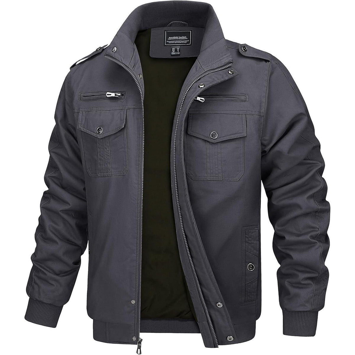 Herren Übergangsjacke Cargo Militärjacke Winddicht Grau 3XL