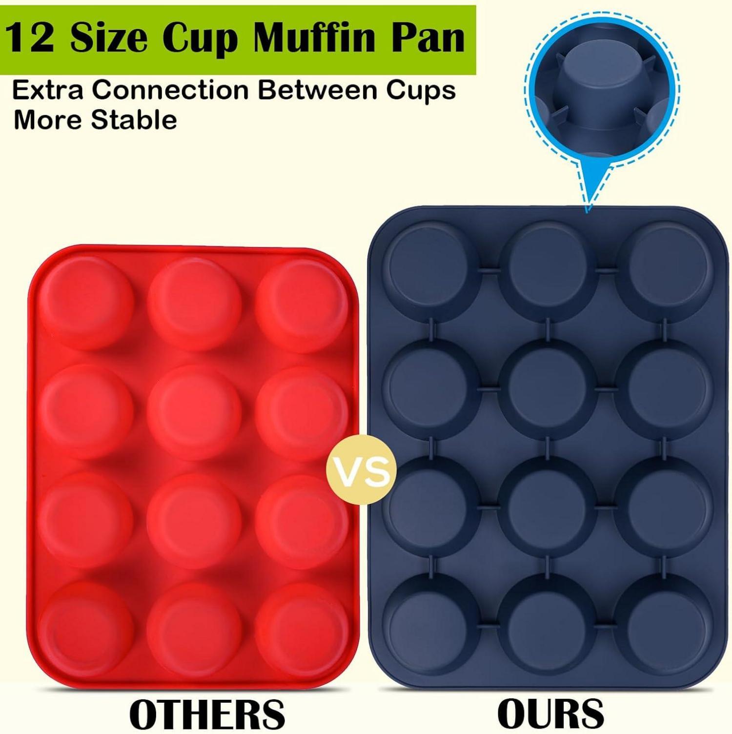 Große Silikon Muffinform 12 Muffins Antihaft Backblech 33 x 25 x 3 cm