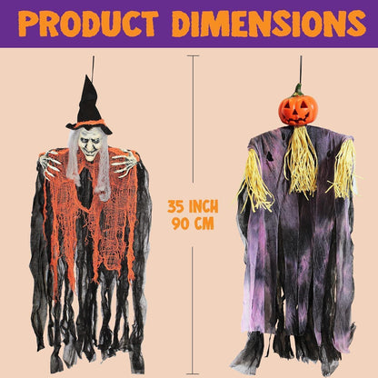 Hängende Geister Halloween Deko Set 90cm Sensenmann Hexe