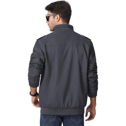 Herren Übergangsjacke Cargo Militärjacke Winddicht Grau