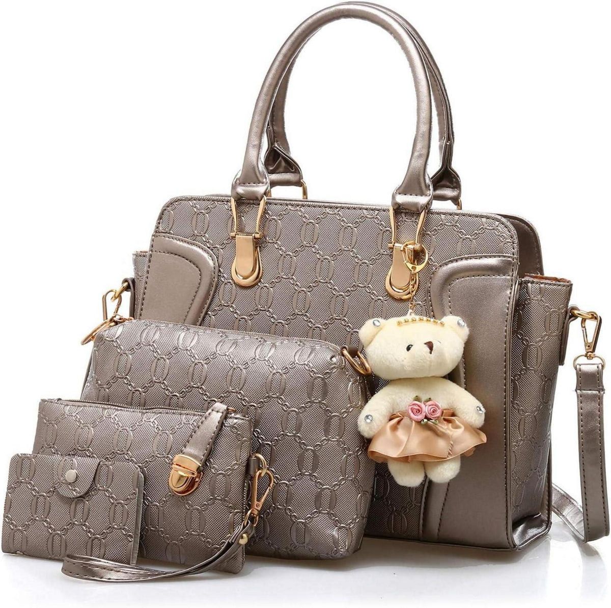 Handtasche Damen Set 4-teilig PU Leder Elegant Modern Umhängetasche