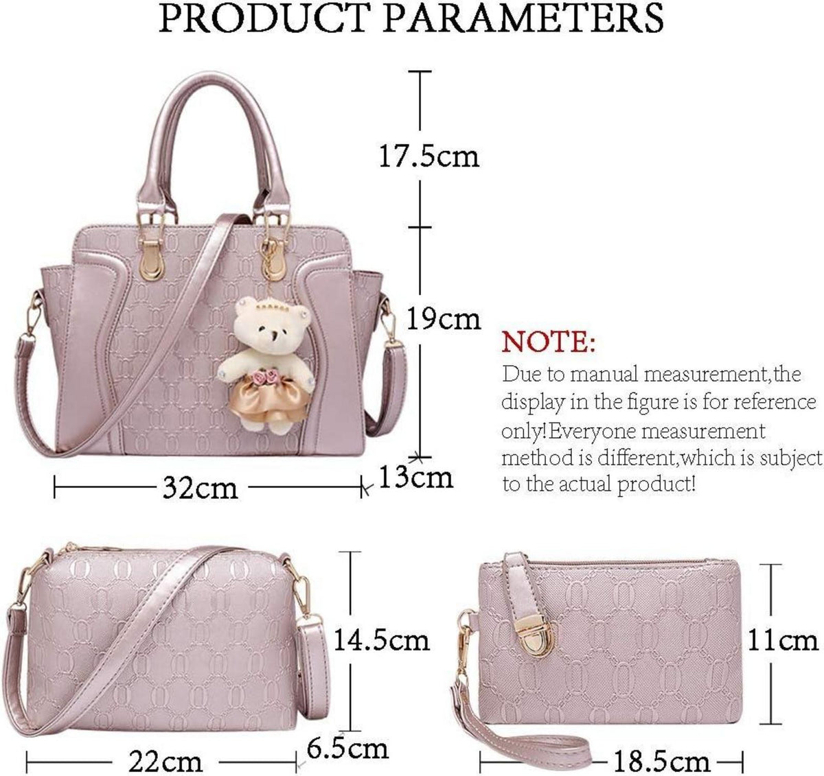 Handtasche Damen Set 4-teilig PU Leder Elegant Modern Umhängetasche