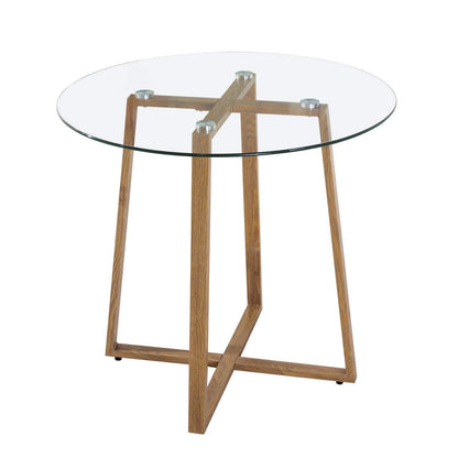 Runder Glastisch 80cm – Skandinavischer Esstisch mit Metallbeinen