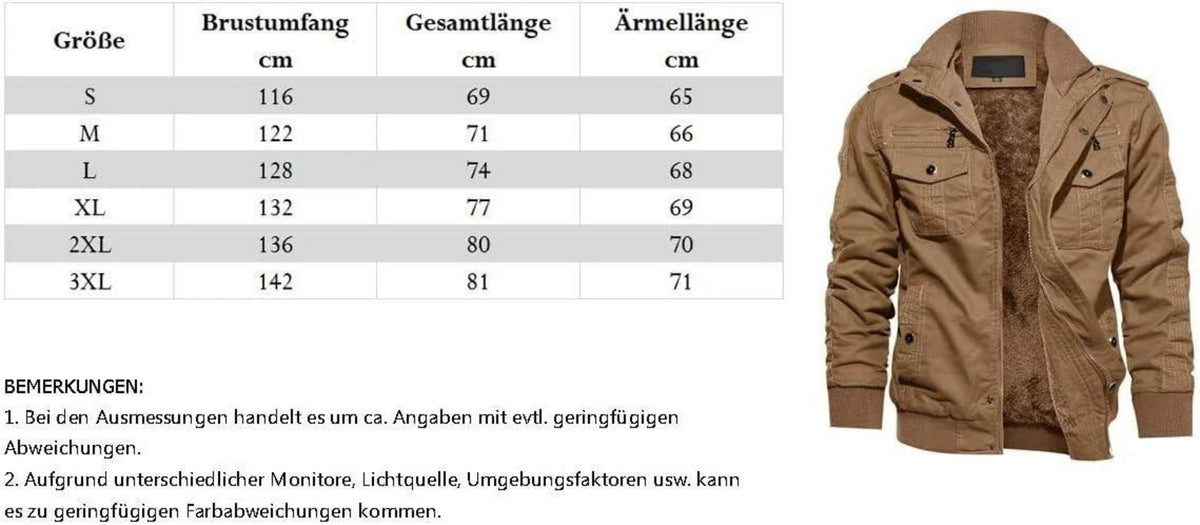 Herren Winter Fleecejacke Outdoor Militär Sherpa Warm Cargo Mantel S