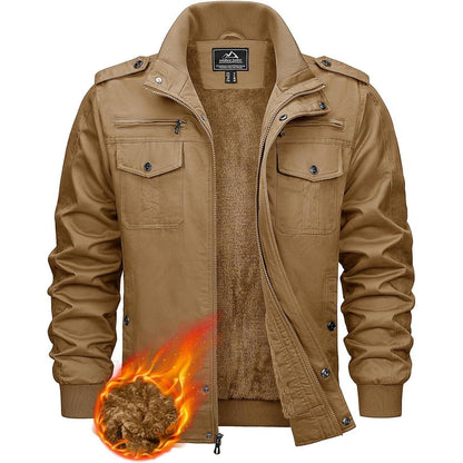 Herren Winterjacke Sherpa gefüttert Khaki 3XL